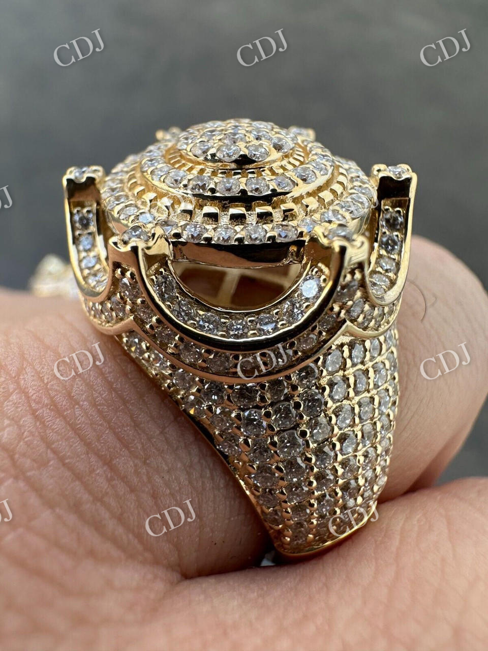 14k Gold Iced King Crown Micropave Ring  customdiamjewel   