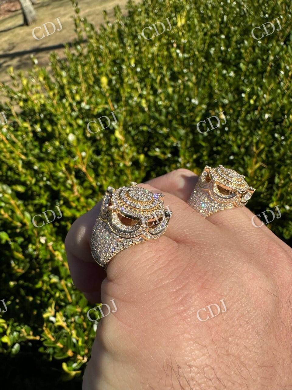 14k Gold Iced King Crown Micropave Ring  customdiamjewel   
