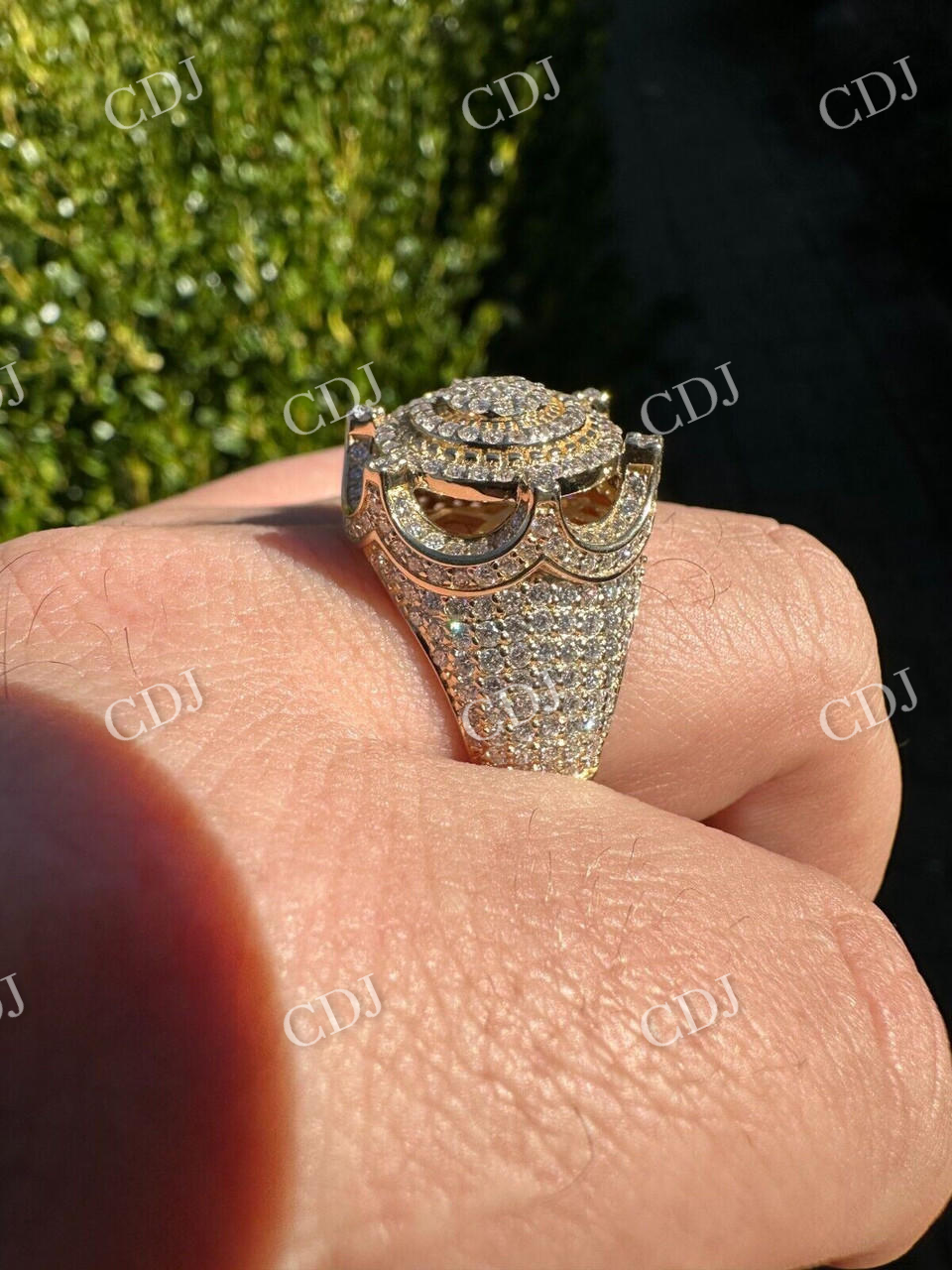 14k Gold Iced King Crown Micropave Ring  customdiamjewel   