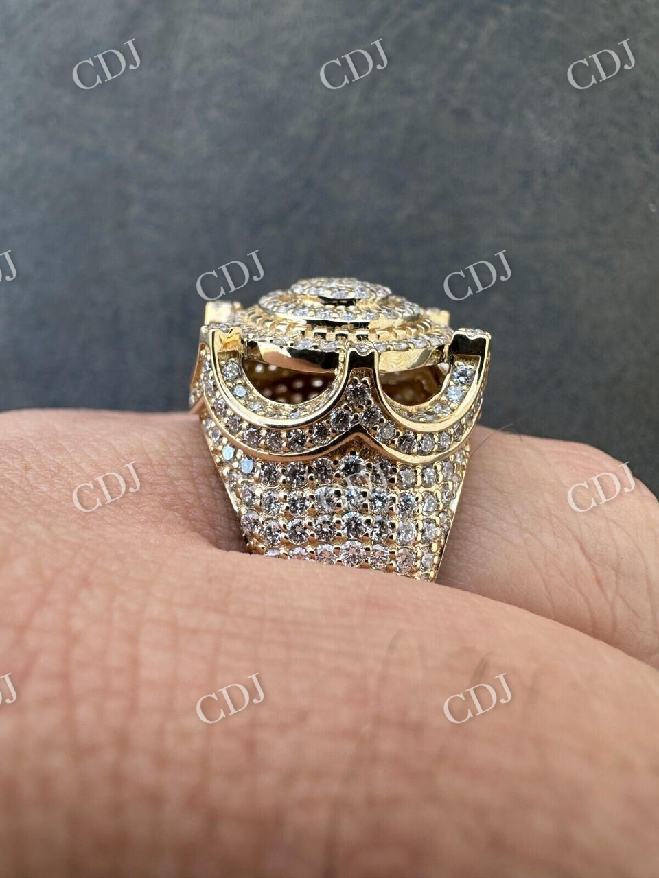 14k Gold Iced King Crown Micropave Ring  customdiamjewel   