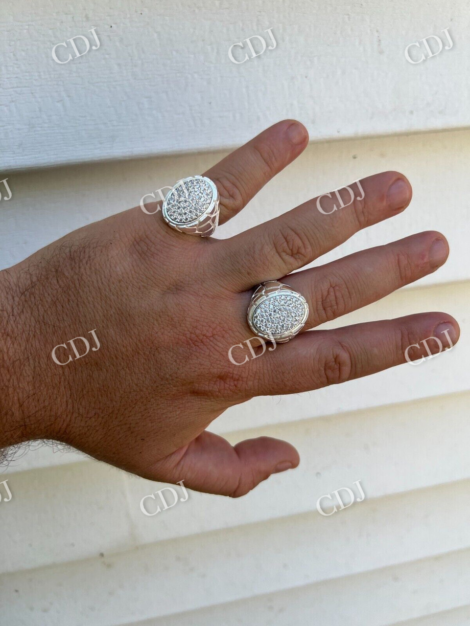 Large Nugget Iced Hip Hop Ring Mens  customdiamjewel   