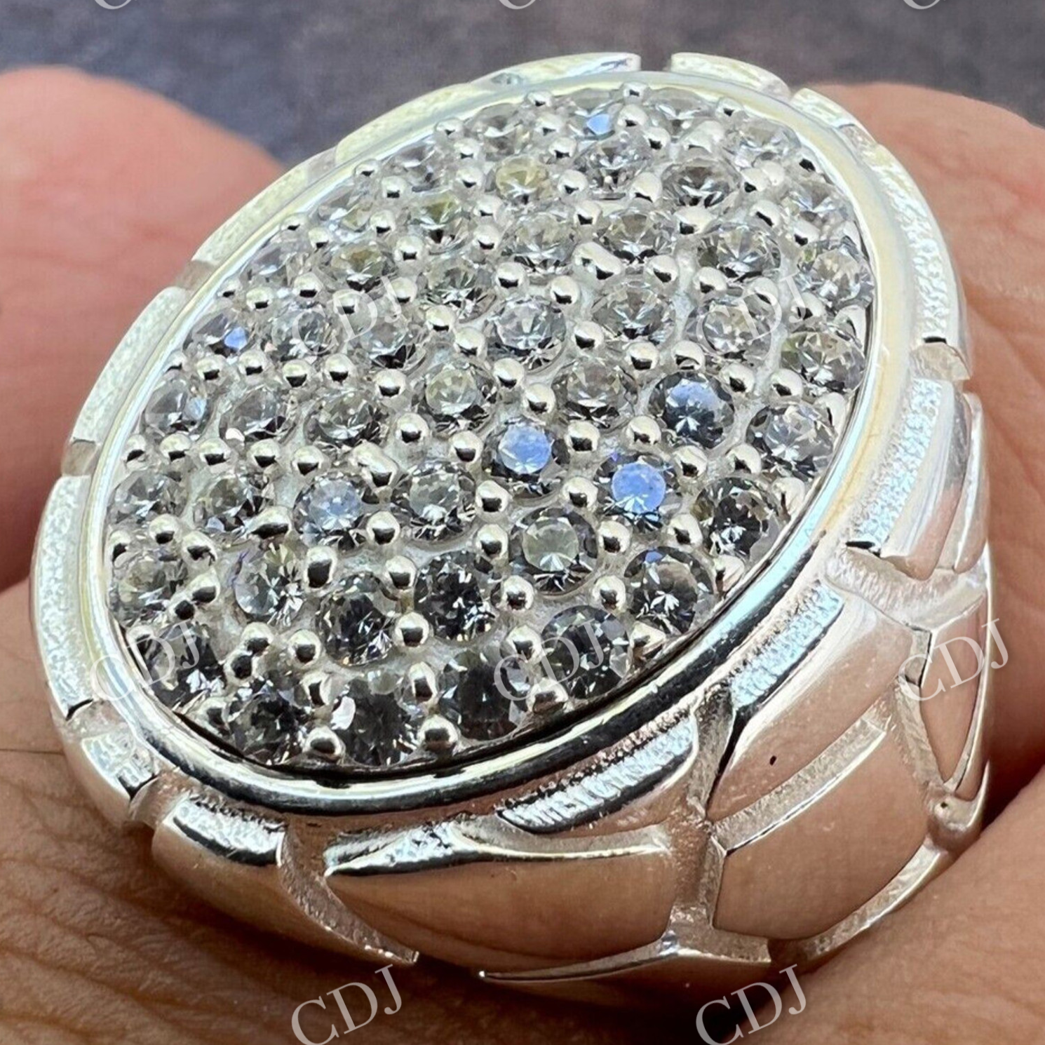 Large Nugget Iced Hip Hop Ring Mens  customdiamjewel   