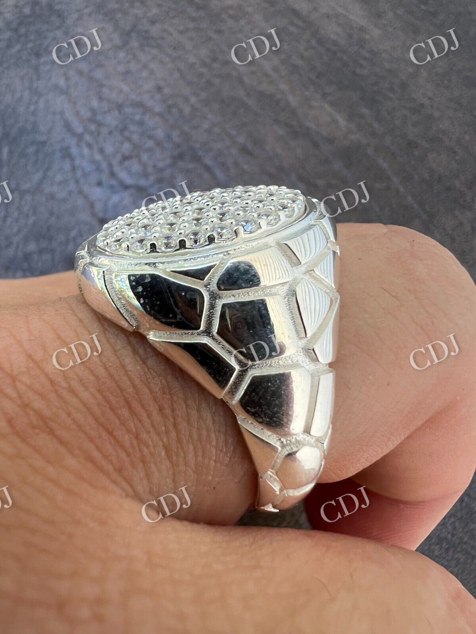 Large Nugget Iced Hip Hop Ring Mens  customdiamjewel   