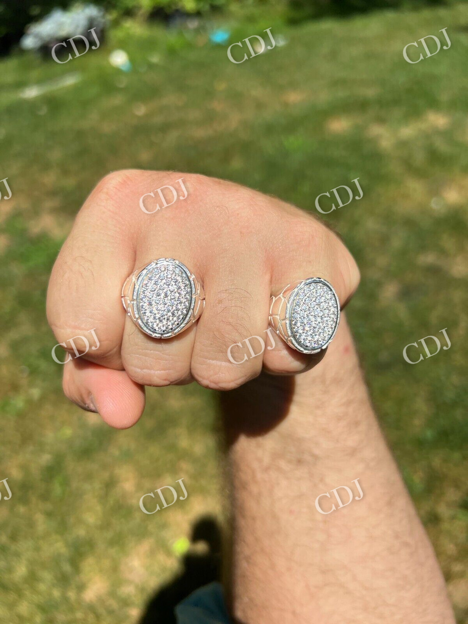 Large Nugget Iced Hip Hop Ring Mens  customdiamjewel   