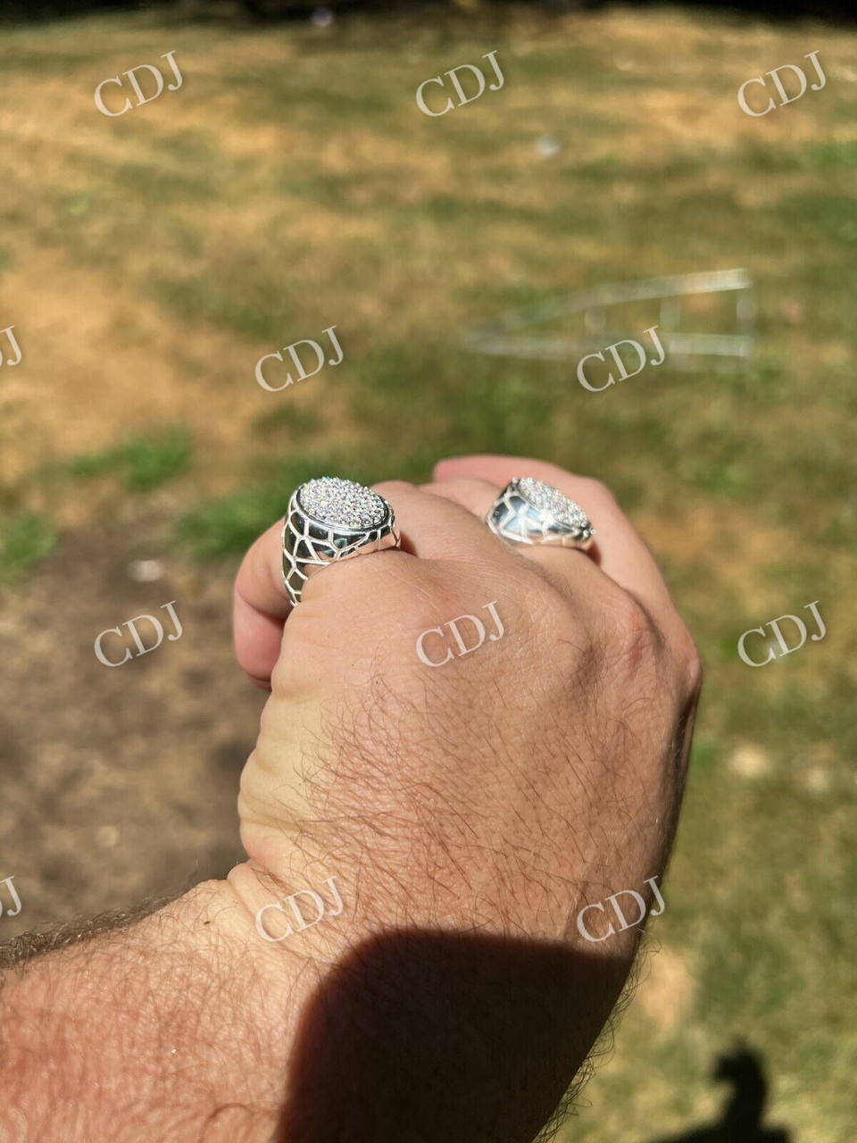 Large Nugget Iced Hip Hop Ring Mens  customdiamjewel   