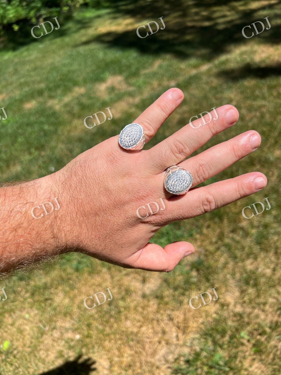 Large Nugget Iced Hip Hop Ring Mens  customdiamjewel   