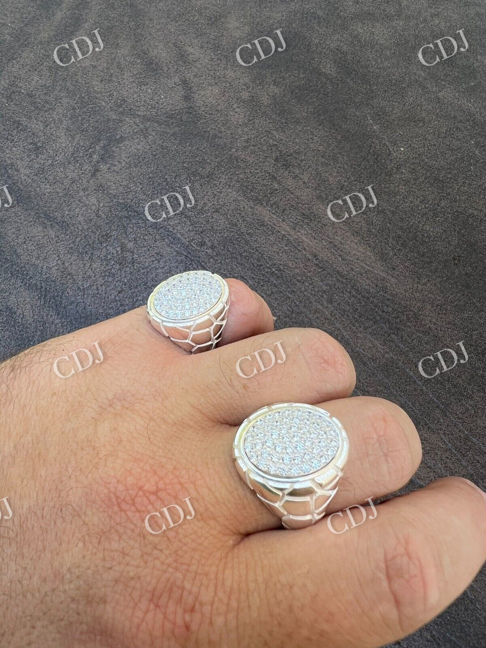 Large Nugget Iced Hip Hop Ring Mens  customdiamjewel   
