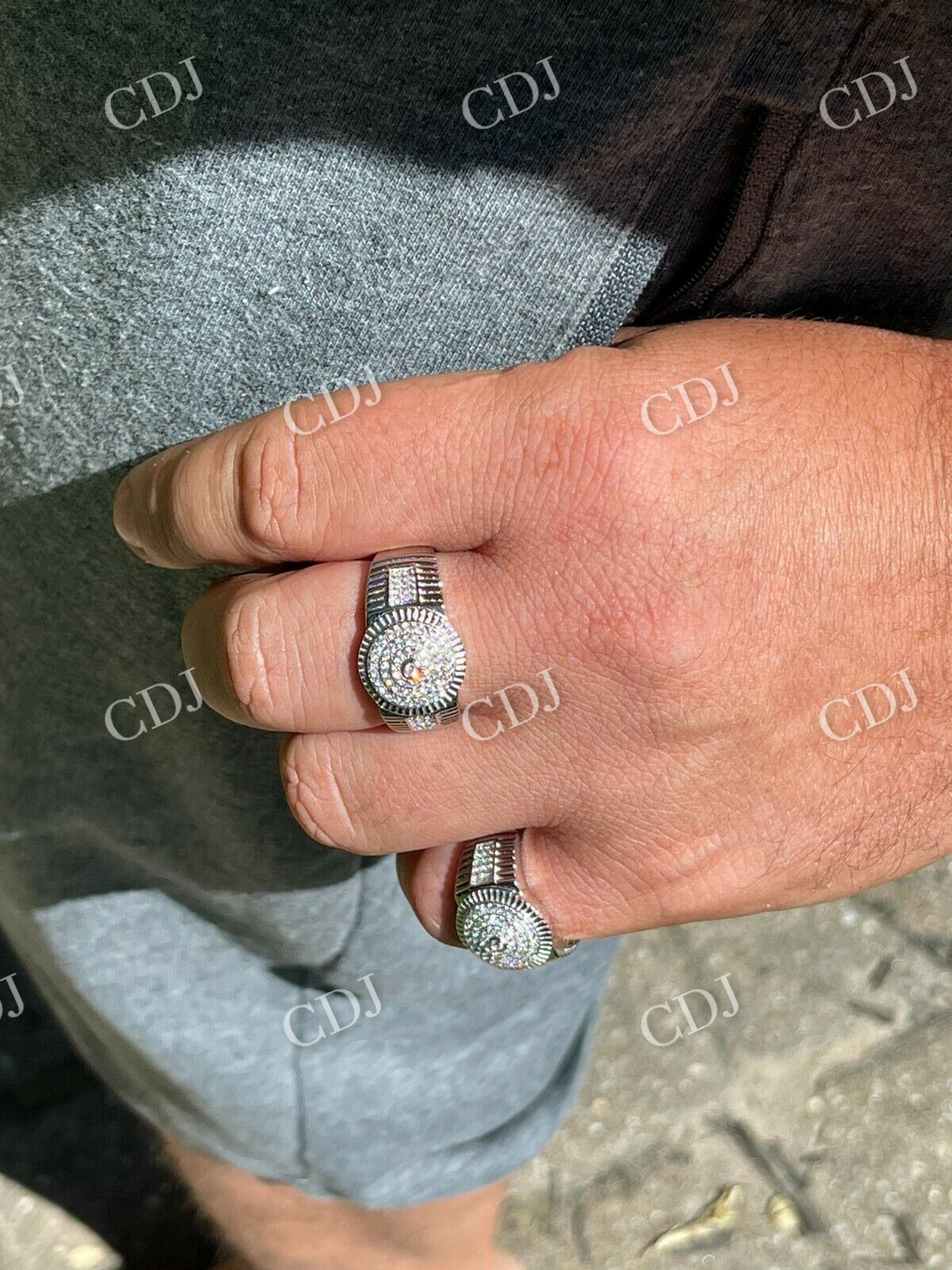 Men's Solid Gold Diamond Pinky Ring  customdiamjewel   