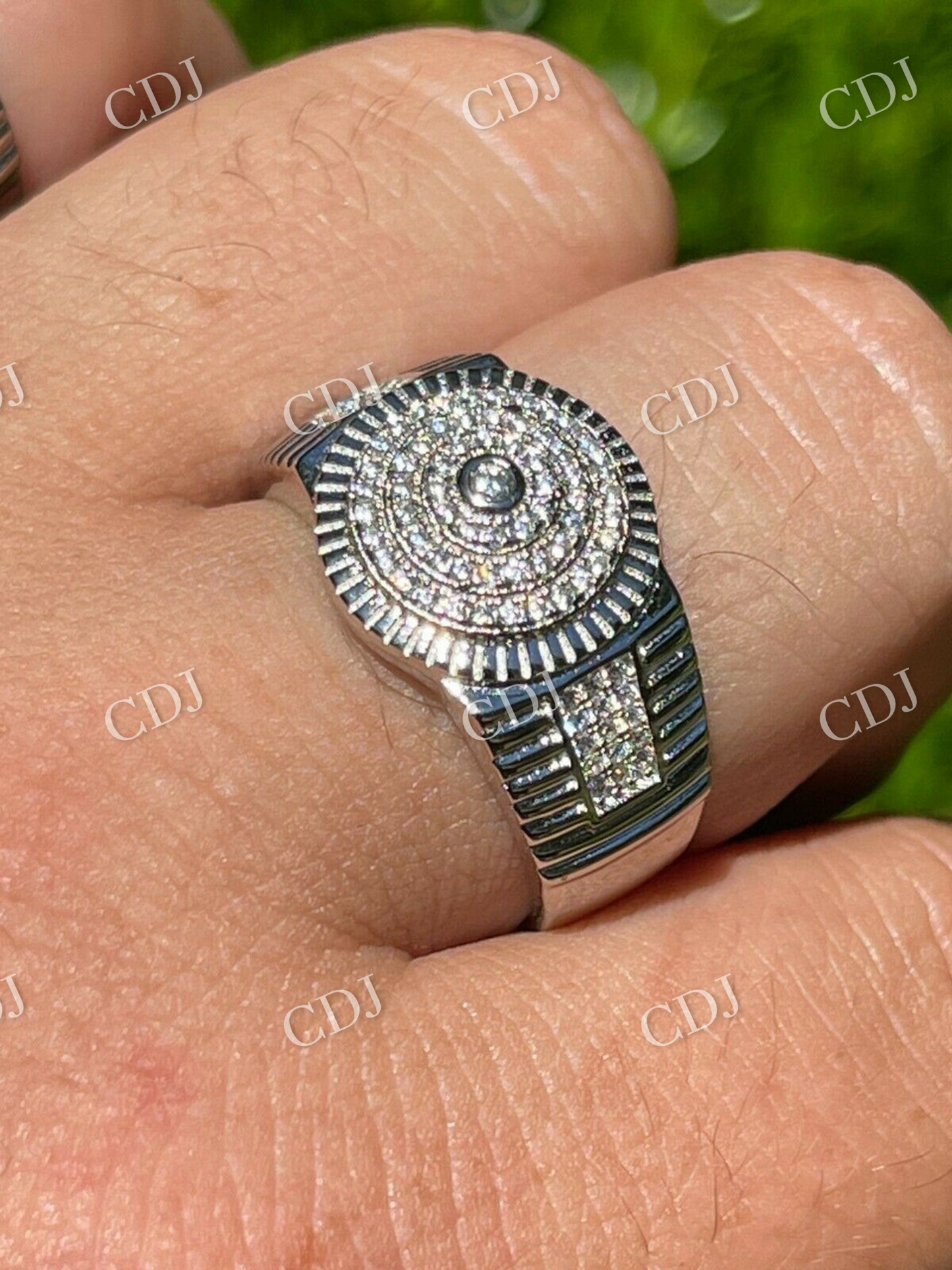 Men's Solid Gold Diamond Pinky Ring  customdiamjewel   