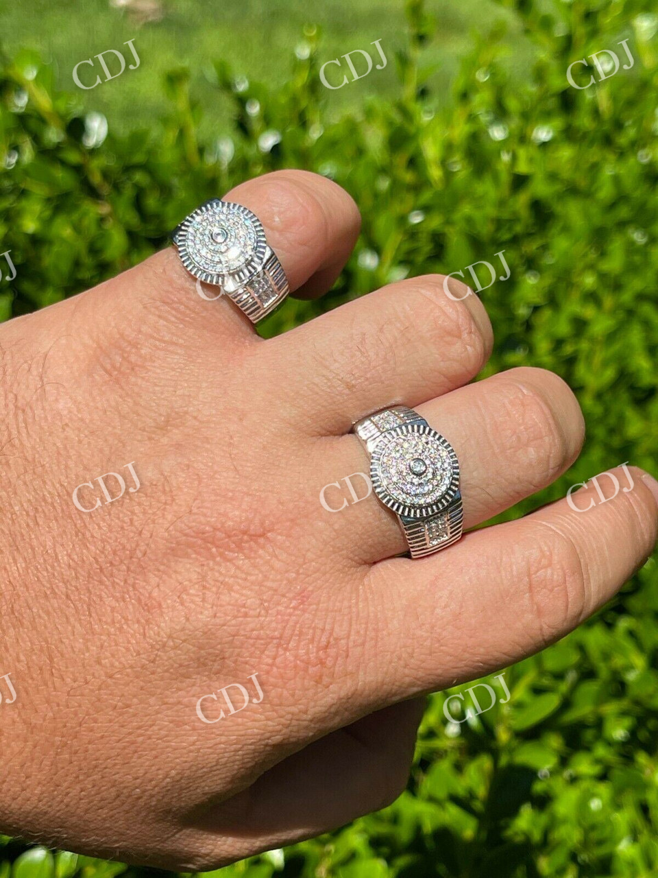 Men's Solid Gold Diamond Pinky Ring  customdiamjewel   