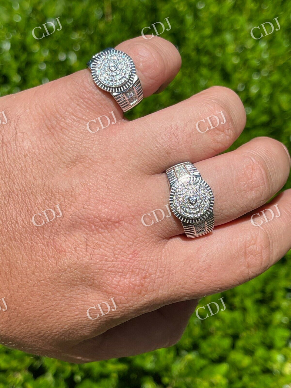 Men's Solid Gold Diamond Pinky Ring  customdiamjewel   