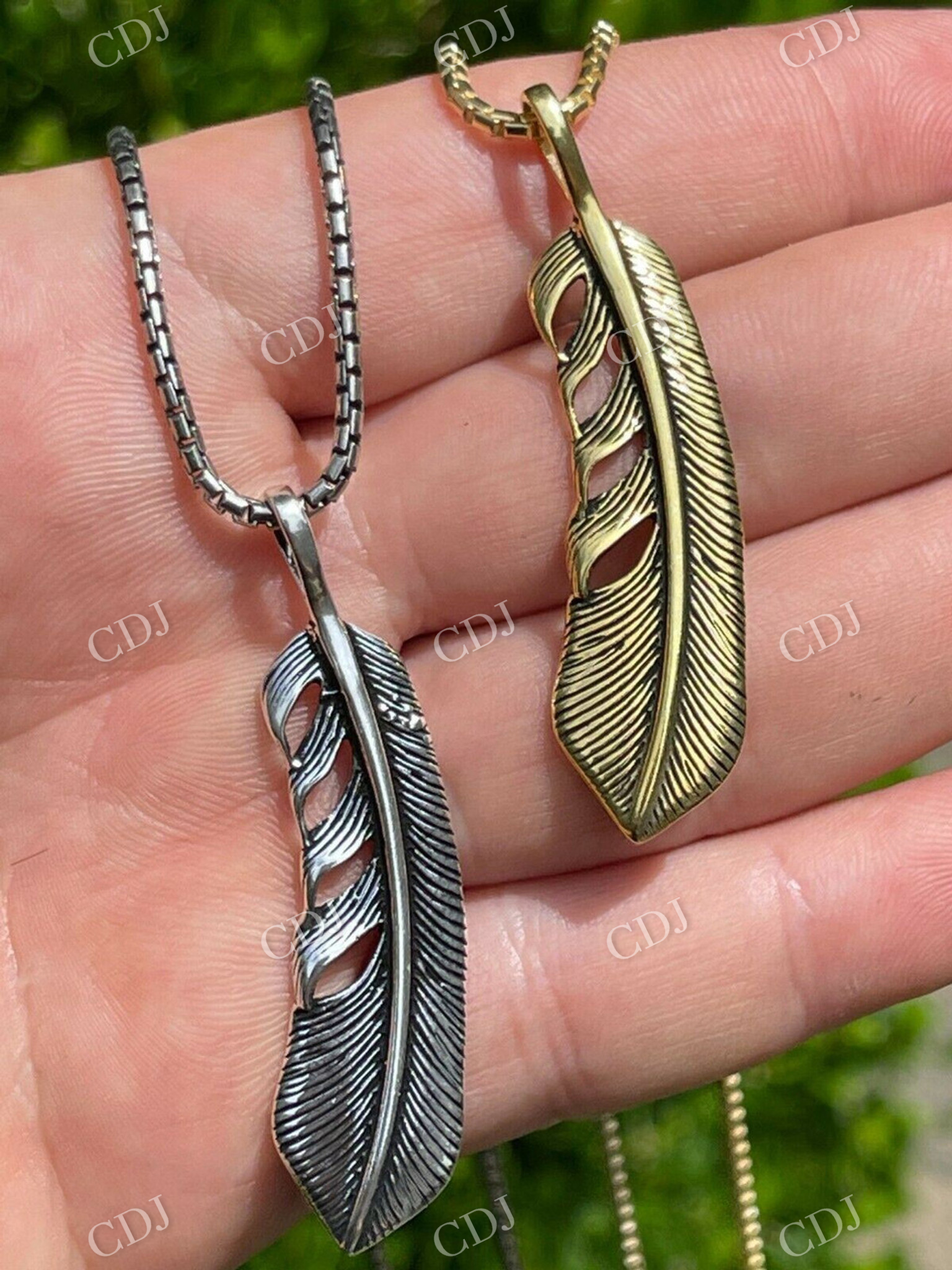 Eagle Feather Pendant Necklace  customdiamjewel   
