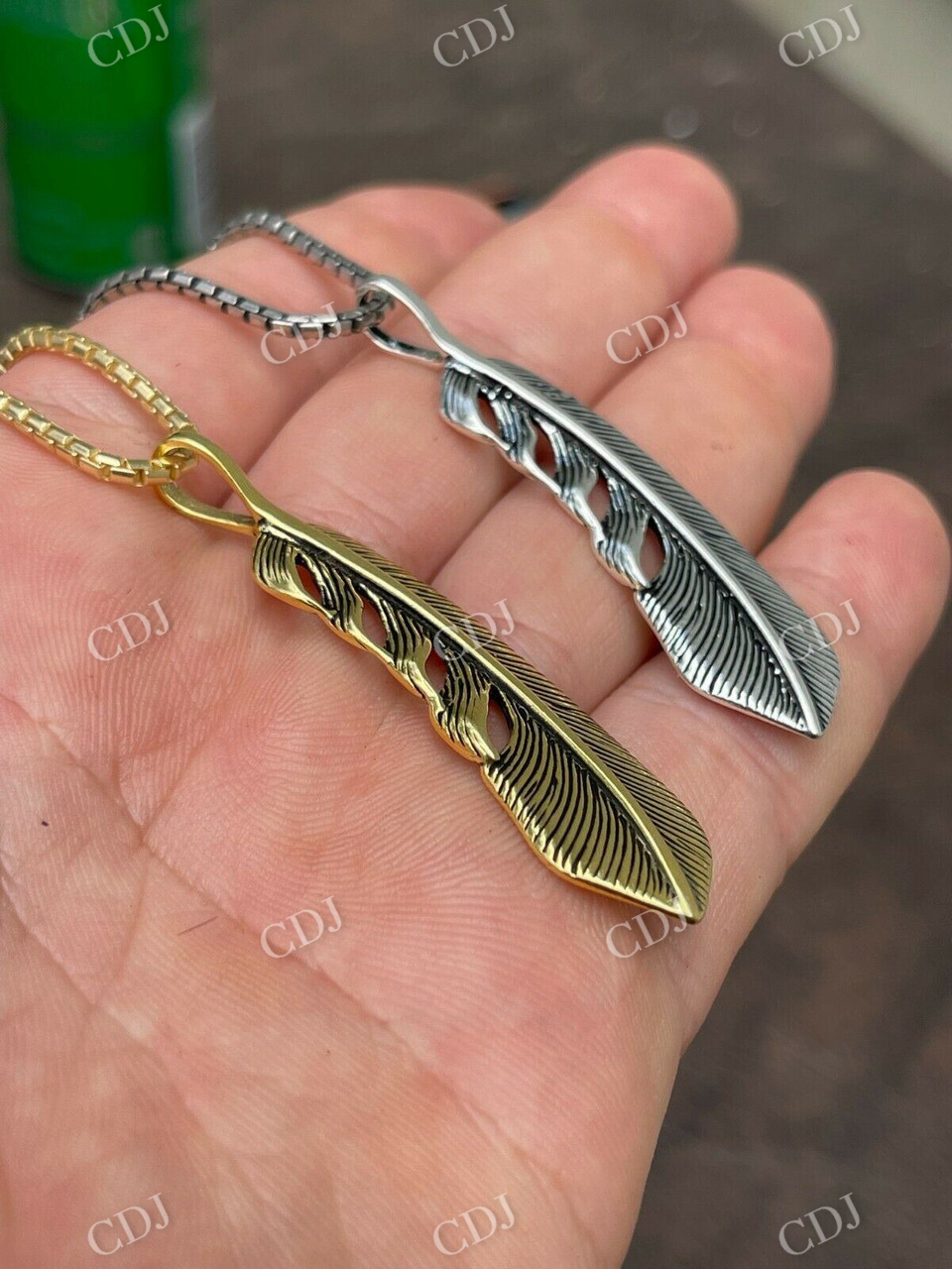 Eagle Feather Pendant Necklace  customdiamjewel   