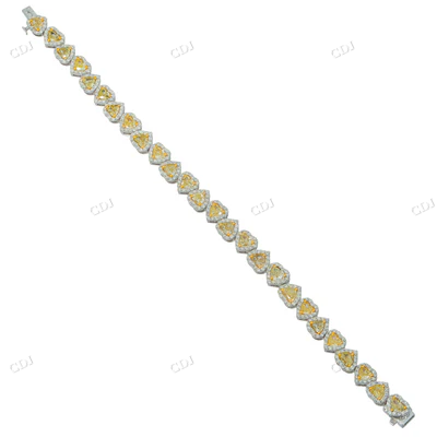 Canary Yellow Moissanite Diamond Heart Bracelet hip hop jewelry CustomDiamJewel