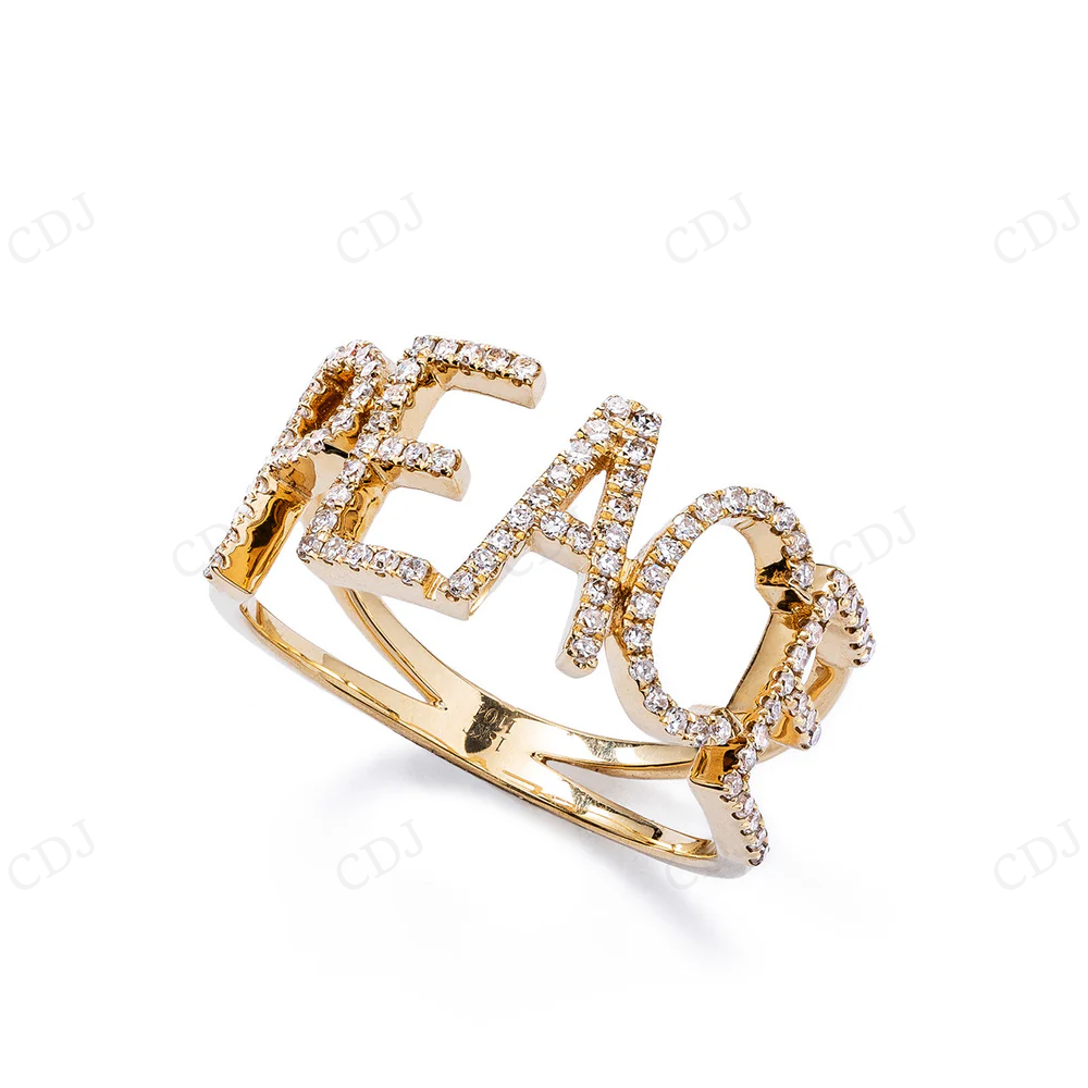 18kt Yellow Gold Letter "PEACE" Ring for Men And Women hip hop jewelry CustomDiamJewel