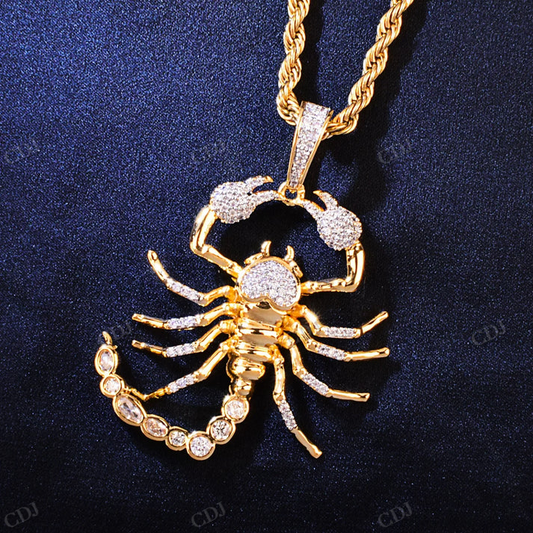 Hip Hop Gold Plated Moissanite Diamond Scorpion pendant hip hop jewelry CustomDiamJewel