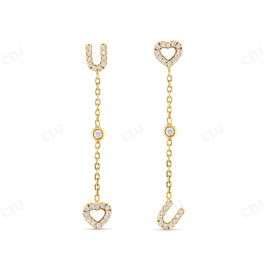 Moissanite Diamond I Love You Drop Earrings Stud earrings CustomDiamJewel