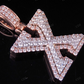 1.5" 1.7 CTW Two Tone Gold Natural Diamond 3D Initial 'X' Letter Pendant CustomDiamJewel
