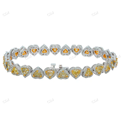 Canary Yellow Moissanite Diamond Heart Bracelet hip hop jewelry CustomDiamJewel