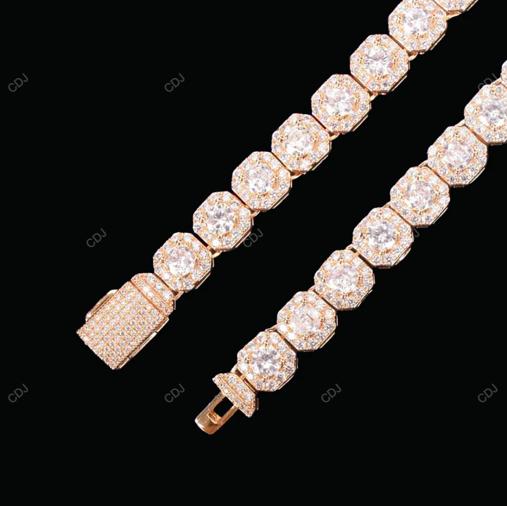 Moissanite 925 Silver Sugar Cube Chain For Mens And Women CustomDiamJewel
