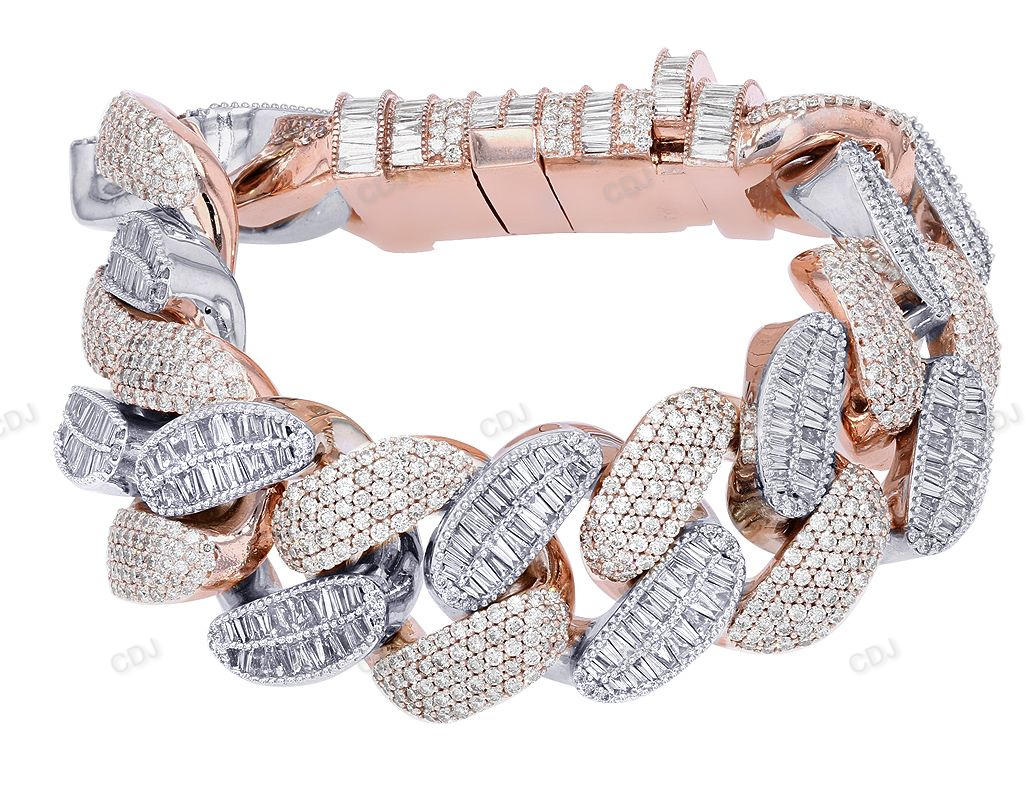 Round And Baguatte Moissanite Two Tone Bold Jwelery hip hop jewelry customdiamjewel