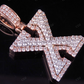 1.5" 1.7 CTW Two Tone Gold Natural Diamond 3D Initial 'X' Letter Pendant CustomDiamJewel