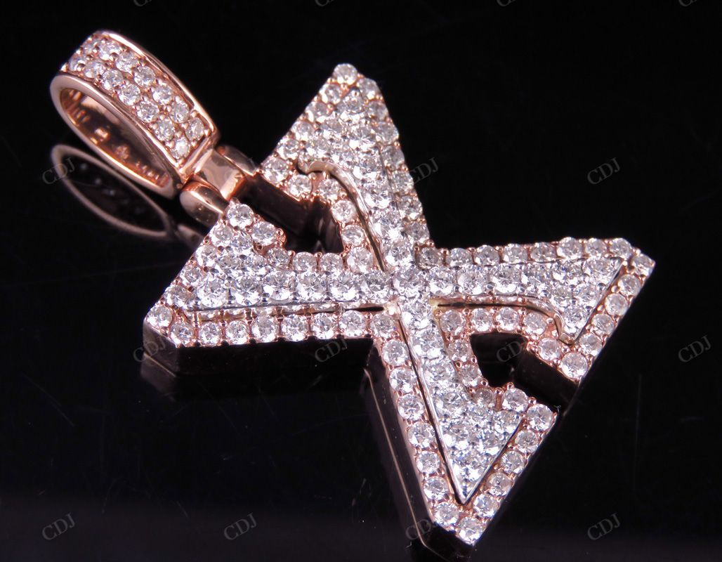 1.5" 1.7 CTW Two Tone Gold Natural Diamond 3D Initial 'X' Letter Pendant CustomDiamJewel