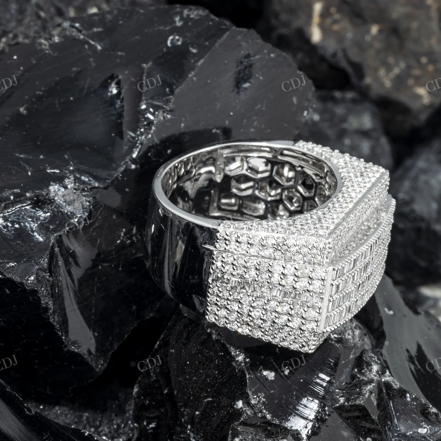 925 Silver Moissanite Baguette Rectangular Ring hip hop ring customdiamjewel