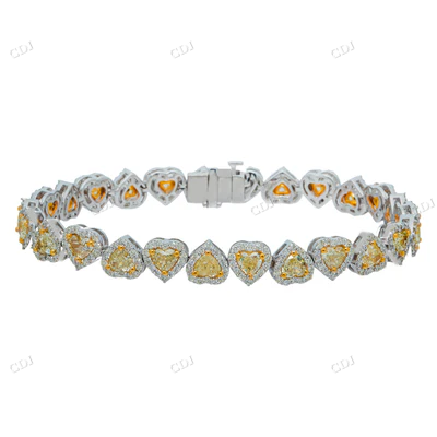 Canary Yellow Moissanite Diamond Heart Bracelet hip hop jewelry CustomDiamJewel