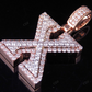 1.5" 1.7 CTW Two Tone Gold Natural Diamond 3D Initial 'X' Letter Pendant CustomDiamJewel