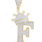 1.75" 0.55 CTW 10K Gold Natural Diamond Crown Initial "F" Pendant CustomDiamJewel