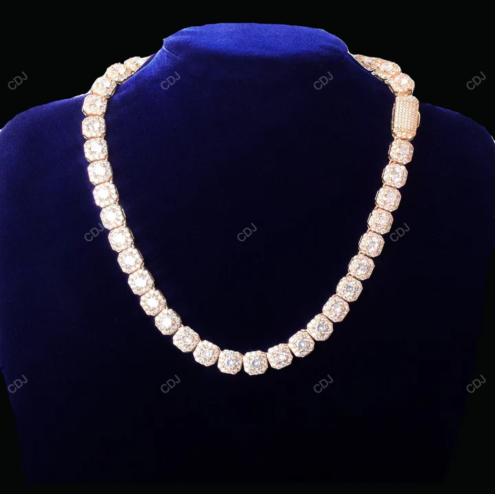 Moissanite 925 Silver Sugar Cube Chain For Mens And Women CustomDiamJewel