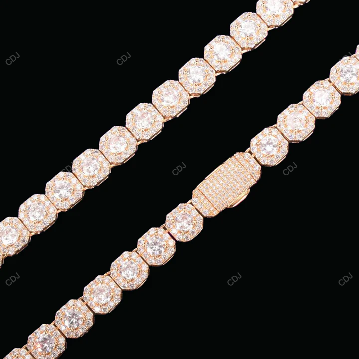 Moissanite 925 Silver Sugar Cube Chain For Mens And Women CustomDiamJewel
