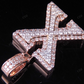 1.5" 1.7 CTW Two Tone Gold Natural Diamond 3D Initial 'X' Letter Pendant CustomDiamJewel