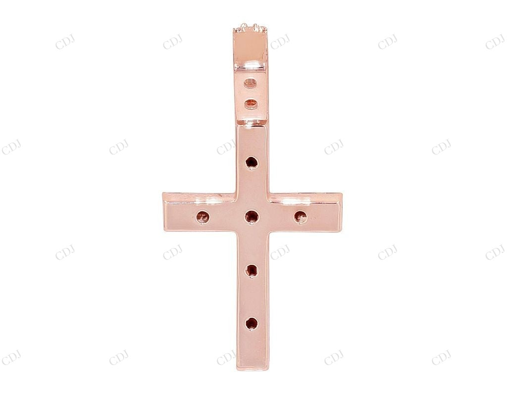 Two Row Emerald Cut Lab Grown Diamond 10K Gold Cross Pendant Hip Hop Pendent CustomDiamJewel