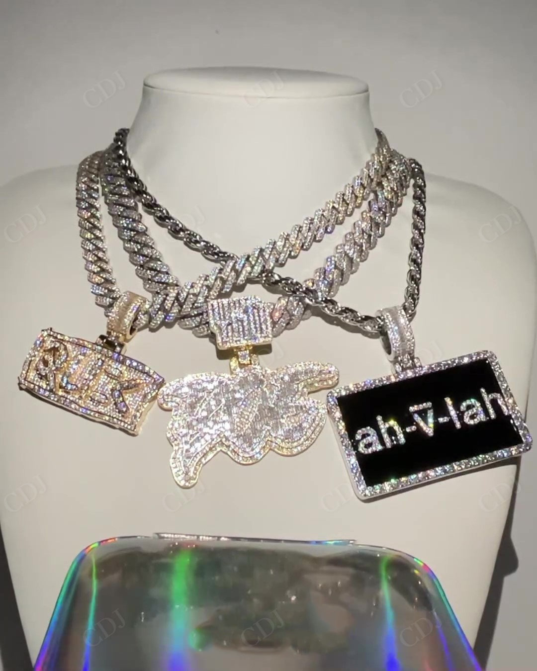 Moissanite Gold Plated Sterling Silver pendant hip hop jewelry CustomDiamJewel   