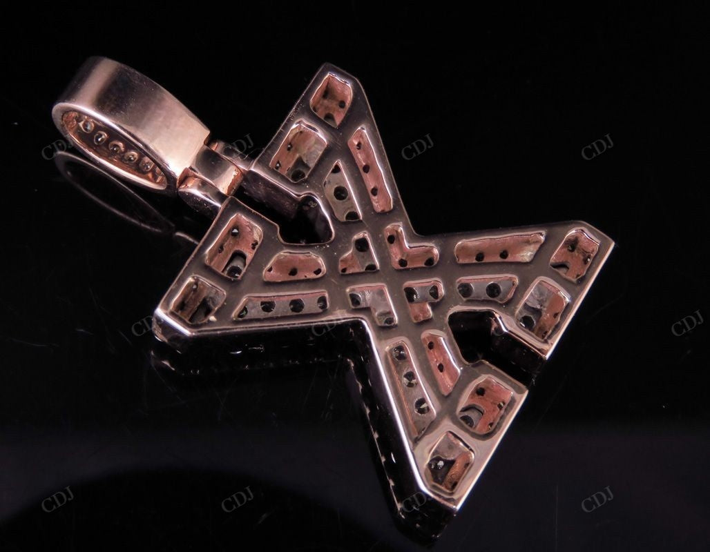 1.5" 1.7 CTW Two Tone Gold Natural Diamond 3D Initial 'X' Letter Pendant CustomDiamJewel