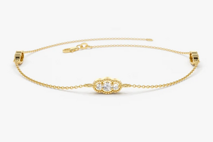 0.31CTW Moissanite Delicate Diamond Bracelet  customdiamjewel Sterling Silver Yellow Gold VVS-EF