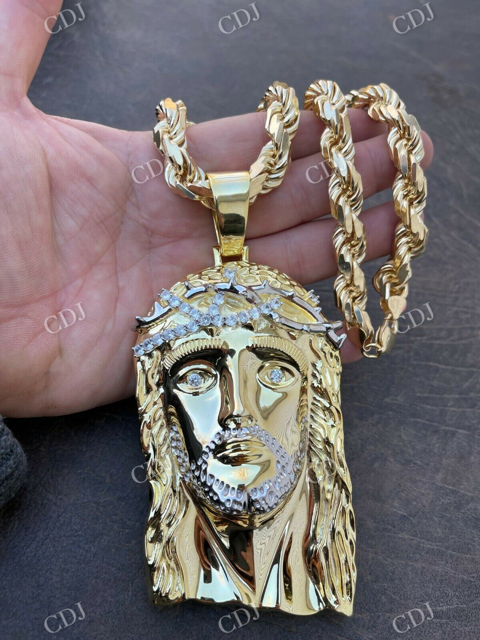 Two Tone Jesus Hip Hop Men's Pendant  customdiamjewel   