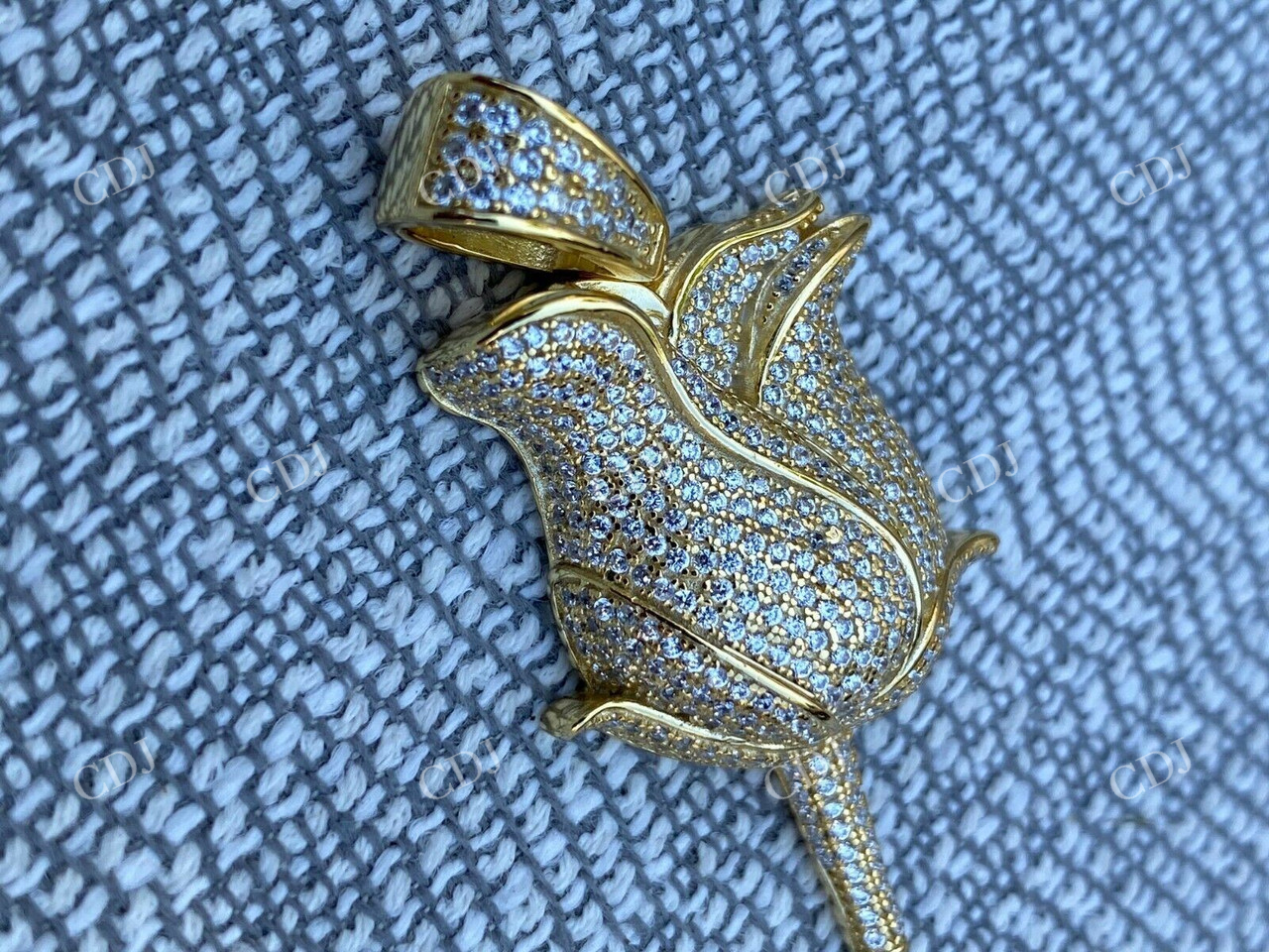 Rose Flower Hip Hop Diamond Pendant  customdiamjewel   