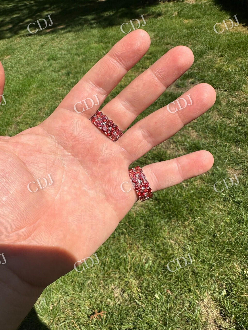 Red Diamond Hip Hop Tennis Band  customdiamjewel   