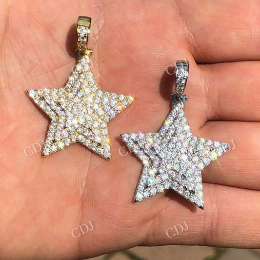 Iced Out Hip Hop Star Diamond Pendant  customdiamjewel   