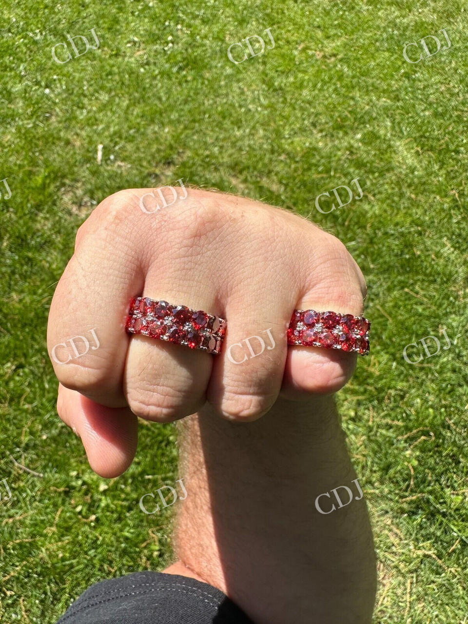 Red Diamond Hip Hop Tennis Band  customdiamjewel   