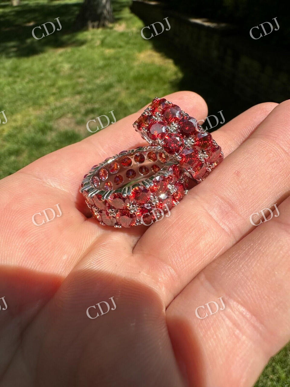 Red Diamond Hip Hop Tennis Band  customdiamjewel   