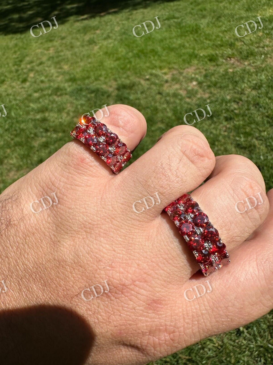 Red Diamond Hip Hop Tennis Band  customdiamjewel   