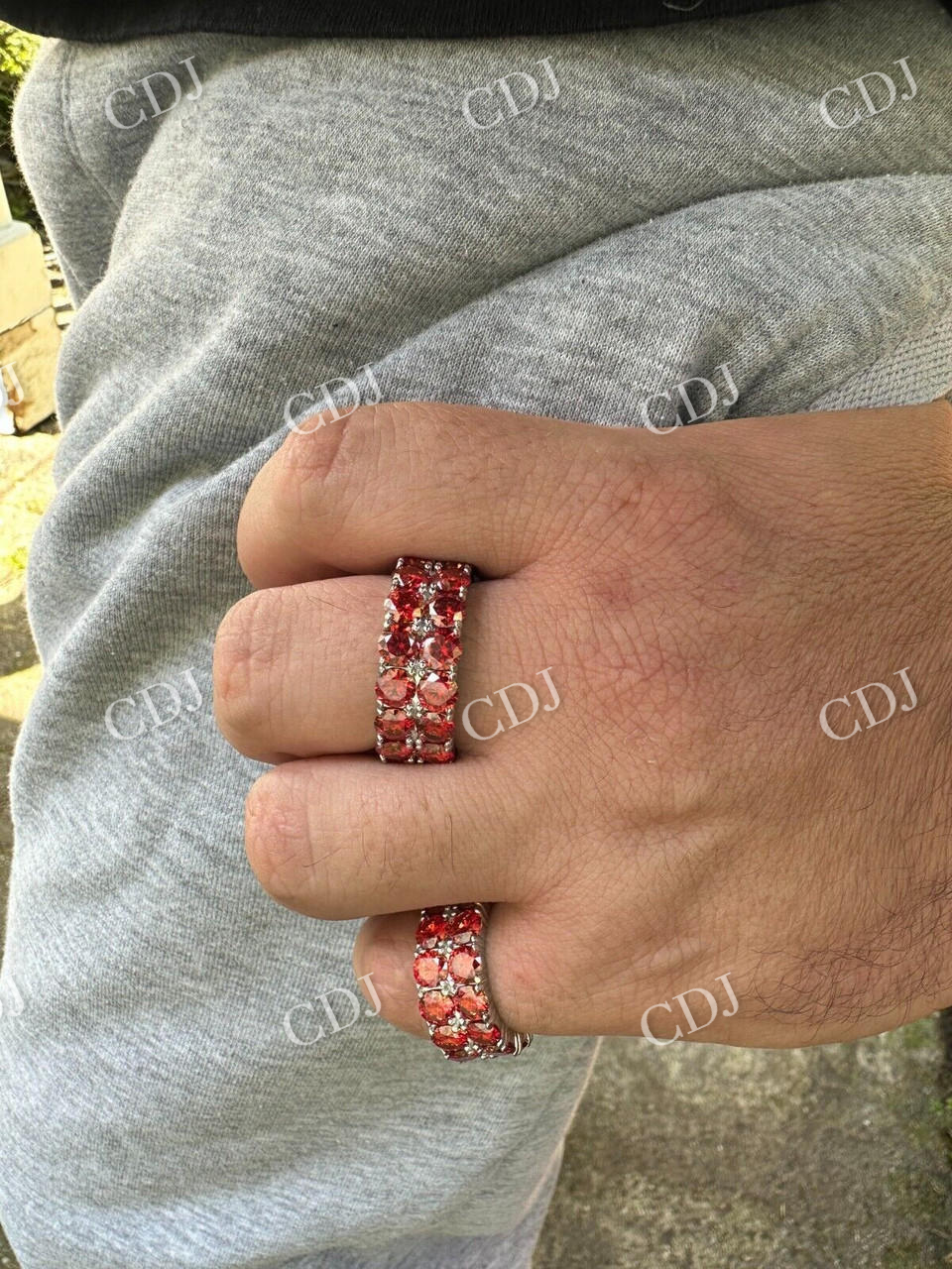 Red Diamond Hip Hop Tennis Band  customdiamjewel   