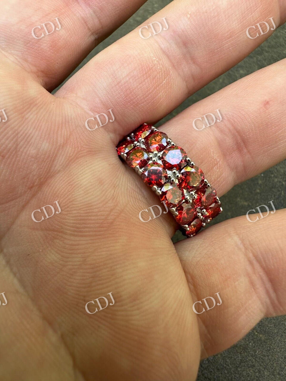 Red Diamond Hip Hop Tennis Band  customdiamjewel   