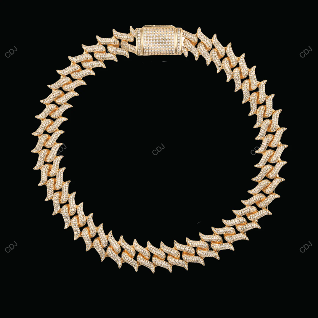 925 Sterling Silver 14kt Yellow Gold Plated Cuban Chain CustomDiamJewel