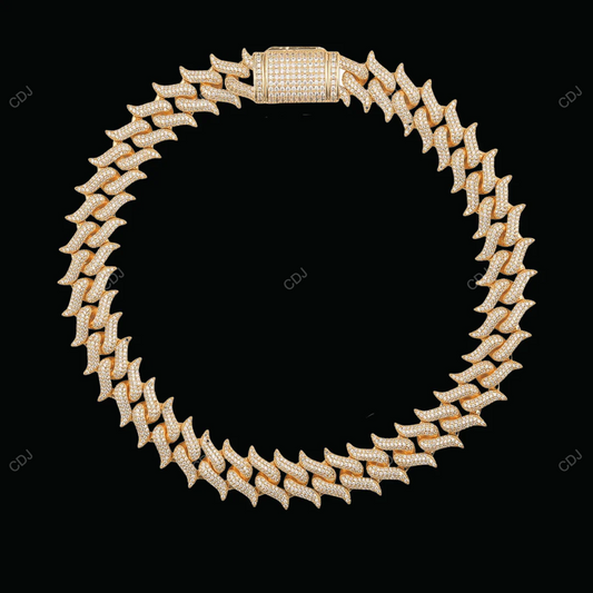 925 Sterling Silver 14kt Yellow Gold Plated Cuban Chain CustomDiamJewel