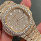 Full Yellow Patek Philippe Iced Out Moissanite Diamond Automatic Movement Watch customdiamjewel